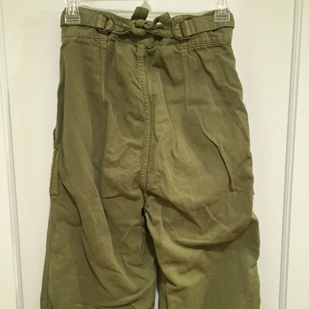 ⭐️ Zara Woman Premium Denim Collection Cotton Linen Green Utility Jogger Pants